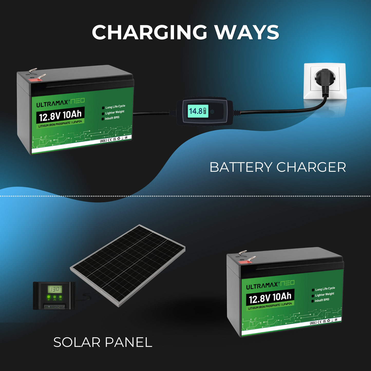 ULTRAMAX Neo 12V 10Ah Lithium Battery (LiFePO4)