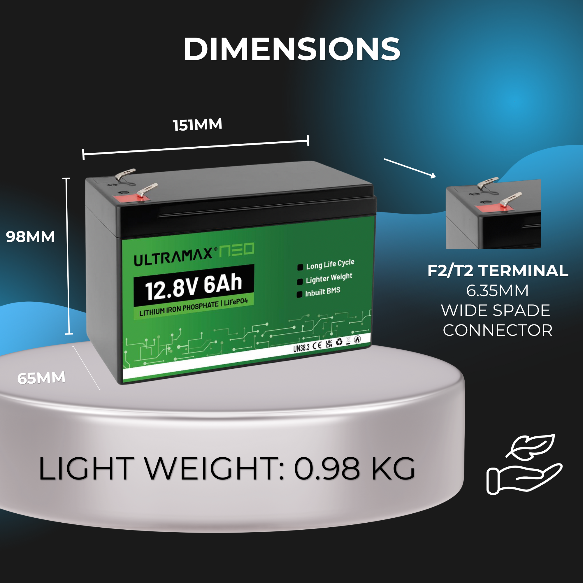 ULTRAMAX Neo 12V 6Ah Lithium Battery (LiFePO4)