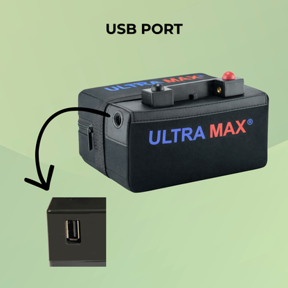 Ultramax Lithium-Golftrolley-Batterie für 18-27 Löcher, 12 V, 18 Ah