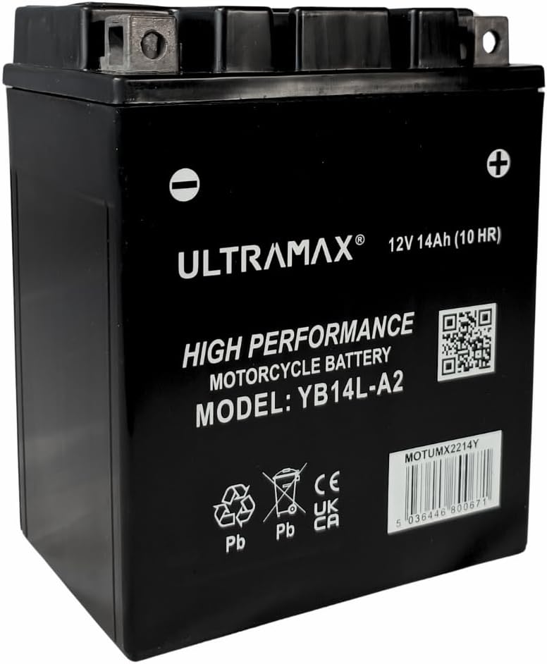 UltraMax 12V 14Ah YB14L-A2 versiegelte AGM Motorradbatterie