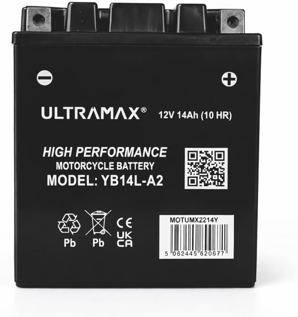 UltraMax 12V 14Ah YB14L-A2 versiegelte AGM Motorradbatterie