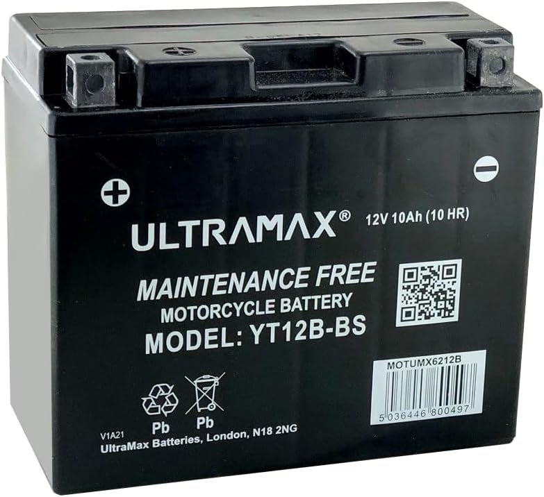 UltraMax 12V 10Ah YT12B-BS Versiegelte AGM Motorradbatterie