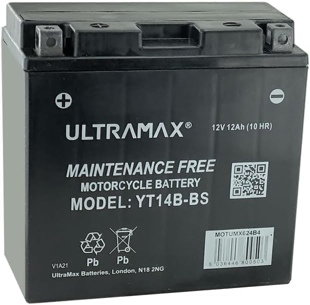 UltraMax 12V 12Ah YT14B-BS versiegelte AGM Motorradbatterie