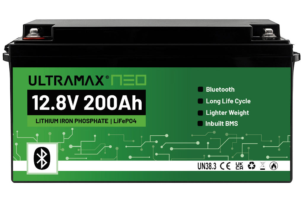 ULTRAMAX Neo 12V 200Ah Lithium Battery (LiFePO4) with Bluetooth