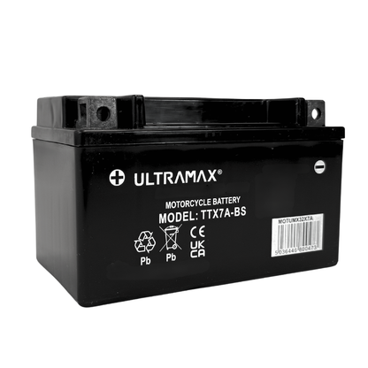 UltraMax 12V 6Ah YTX7A-BS Motorradbatterie Ersatz (TTX7A-BS)