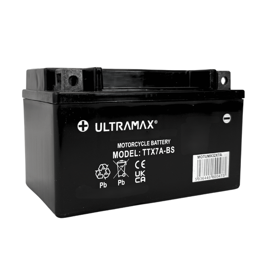 UltraMax 12V 6Ah YTX7A-BS Motorradbatterie Ersatz (TTX7A-BS)