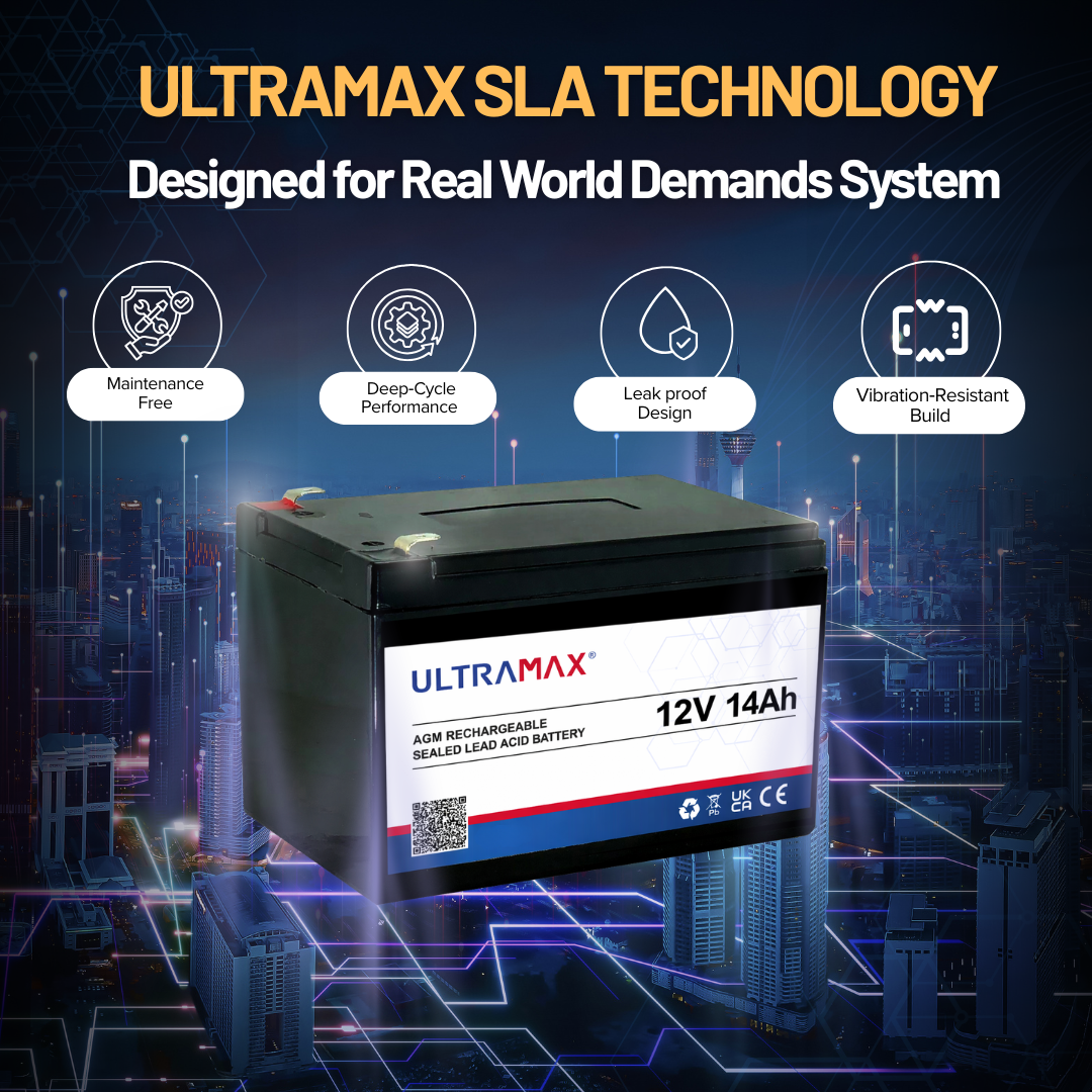 UltraMax 12V 14Ah, NP14-12 Versiegelte Blei-Säure-Batterie