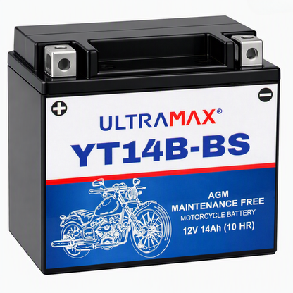 UltraMax 12V 12Ah YT14B-BS versiegelte AGM Motorradbatterie