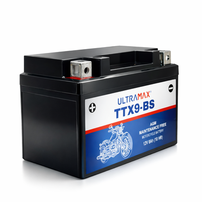 UltraMax 12V 8Ah YTX9-BS Motorradbatterie Ersatz (TTX9-BS)