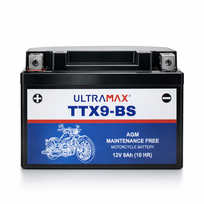 UltraMax 12V 8Ah YTX9-BS Motorradbatterie Ersatz (TTX9-BS)