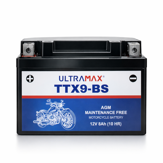 UltraMax 12V 8Ah YTX9-BS Motorcycle Battery Replacement (TTX9-BS)