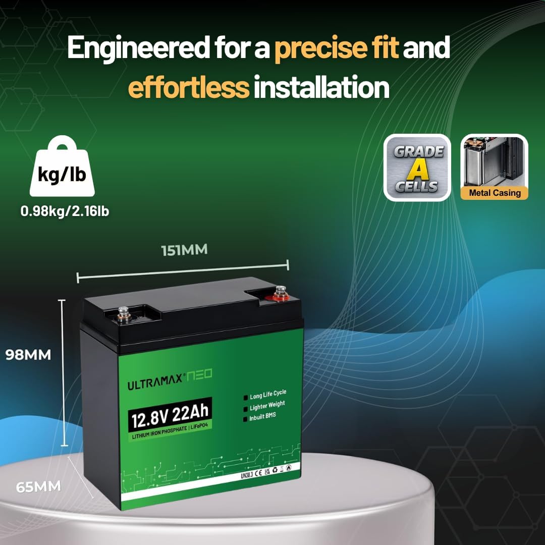Ultramax Neo 12.8V 22Ah LiFePO4 Lithium Battery