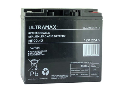 UltraMax 12V 22Ah, NP22-12 Bleisäureakku mit Ventilregulierung