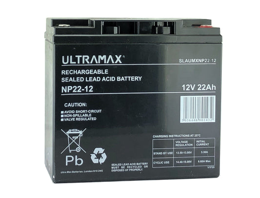 UltraMax 12V 22Ah, NP22-12 Bleisäureakku mit Ventilregulierung