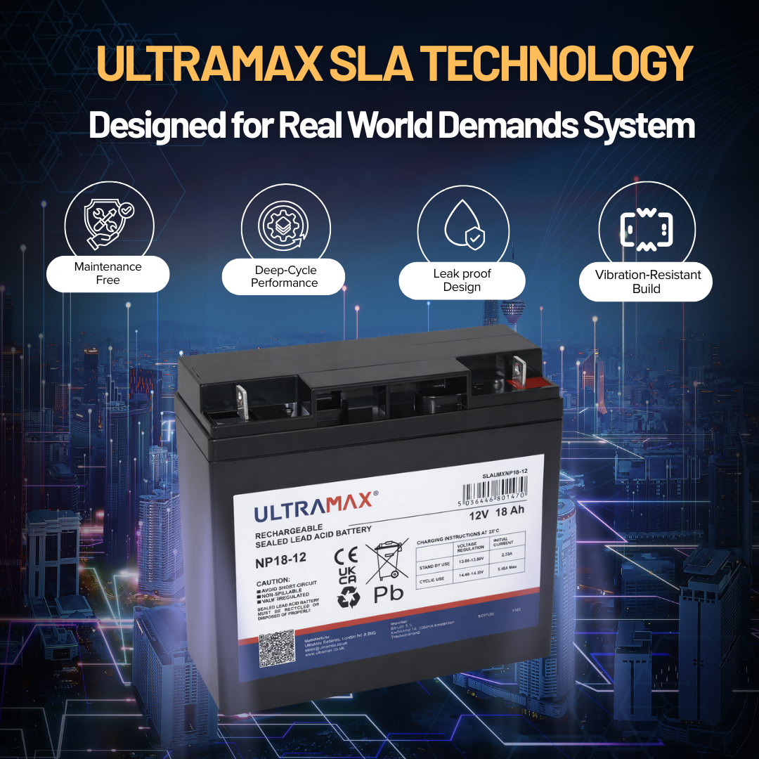 UltraMax 12V 18Ah, NP18-12 Versiegelte Blei-Säure-Batterie